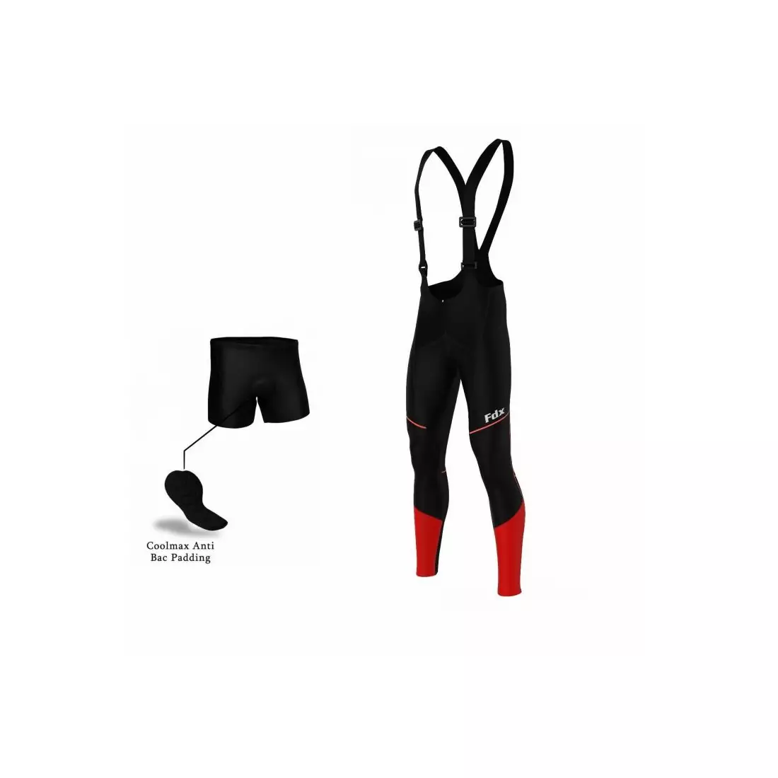 FDX 1300 zateplené cyklistické nohavice softshell čierna a červená