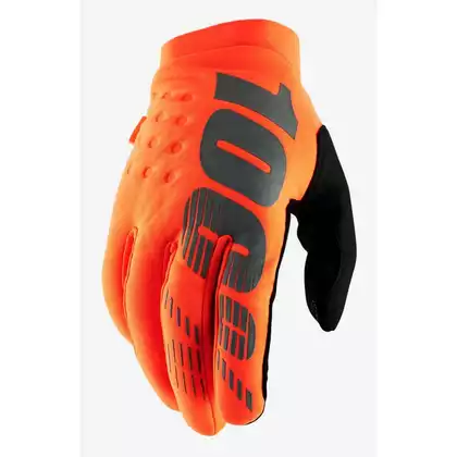 Rękawiczki 100% BRISKER Youth Glove fluo orange black roz. L (długość dłoni 159-171 mm) (NEW) STO-10016-260-06