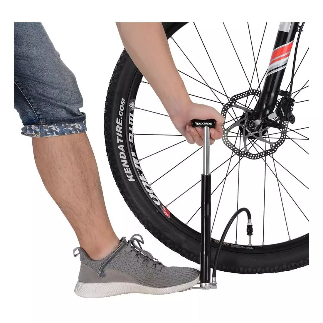 Rockbros univerzálne ručné / podlahové čerpadlo na bicykel mini, čierna MFP-BK