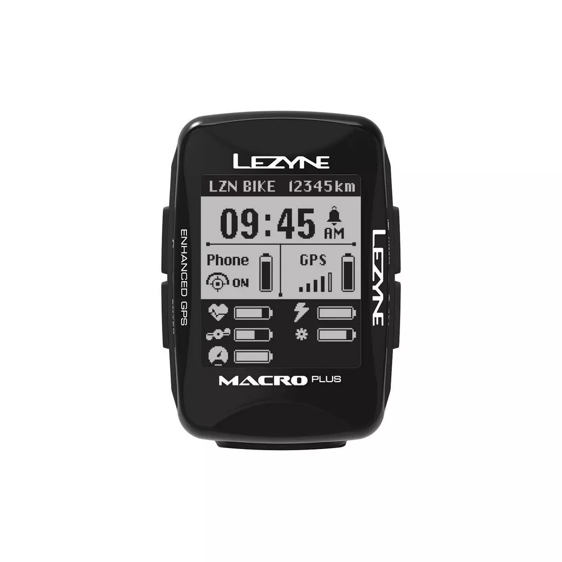 Počítadlo bicyklov LEZYNE MACRO PLUS GPS HRSC Loaded (srdcový pás + snímač rýchlosti/kadencie v cene) 