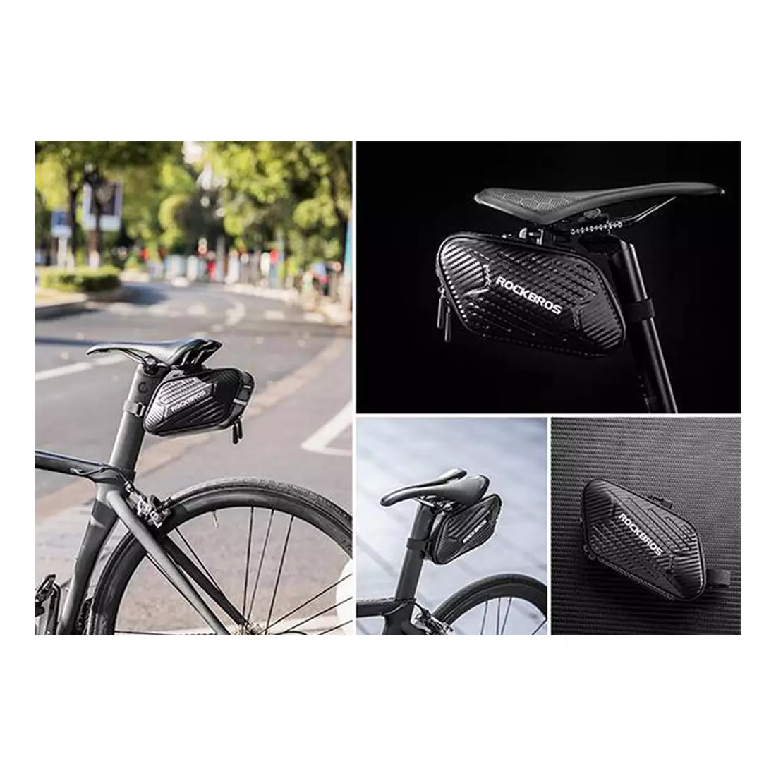 Rockbros Hard Shell Sedlo bicykla taška s klipom, 1,5l, čierna B59