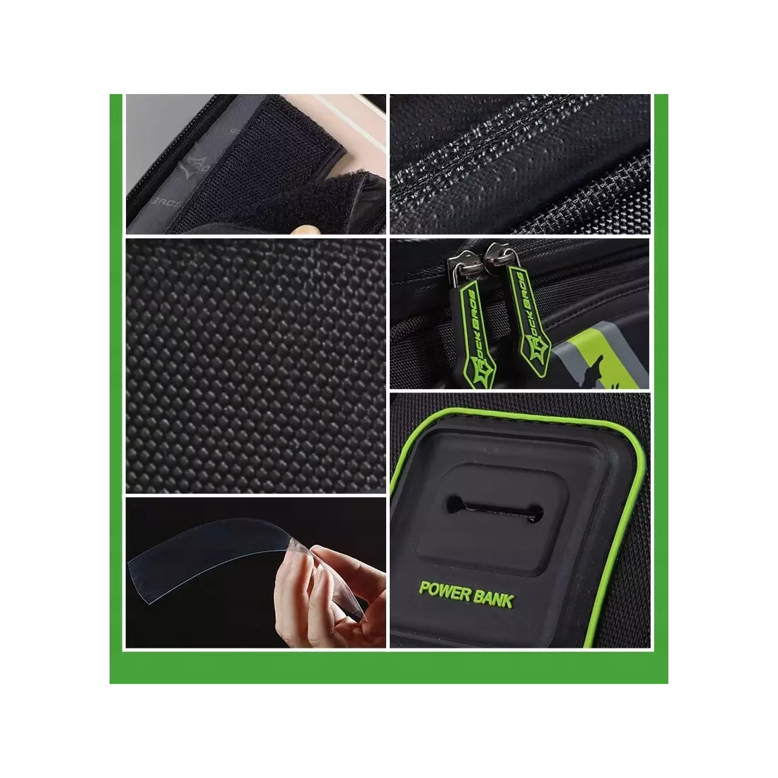 Rockbros rámová taška na telefón, čierna a zelená 021-1G