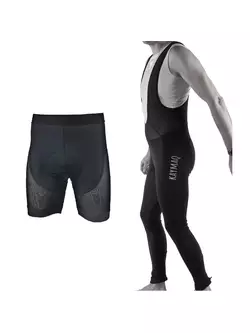 [Set] KAYMAQ zimné nohavice, softshellové, s trakmi, bez vycpávky CREEK II + KAYMAQ BOXER pánske cyklistické boxerky s výplňou