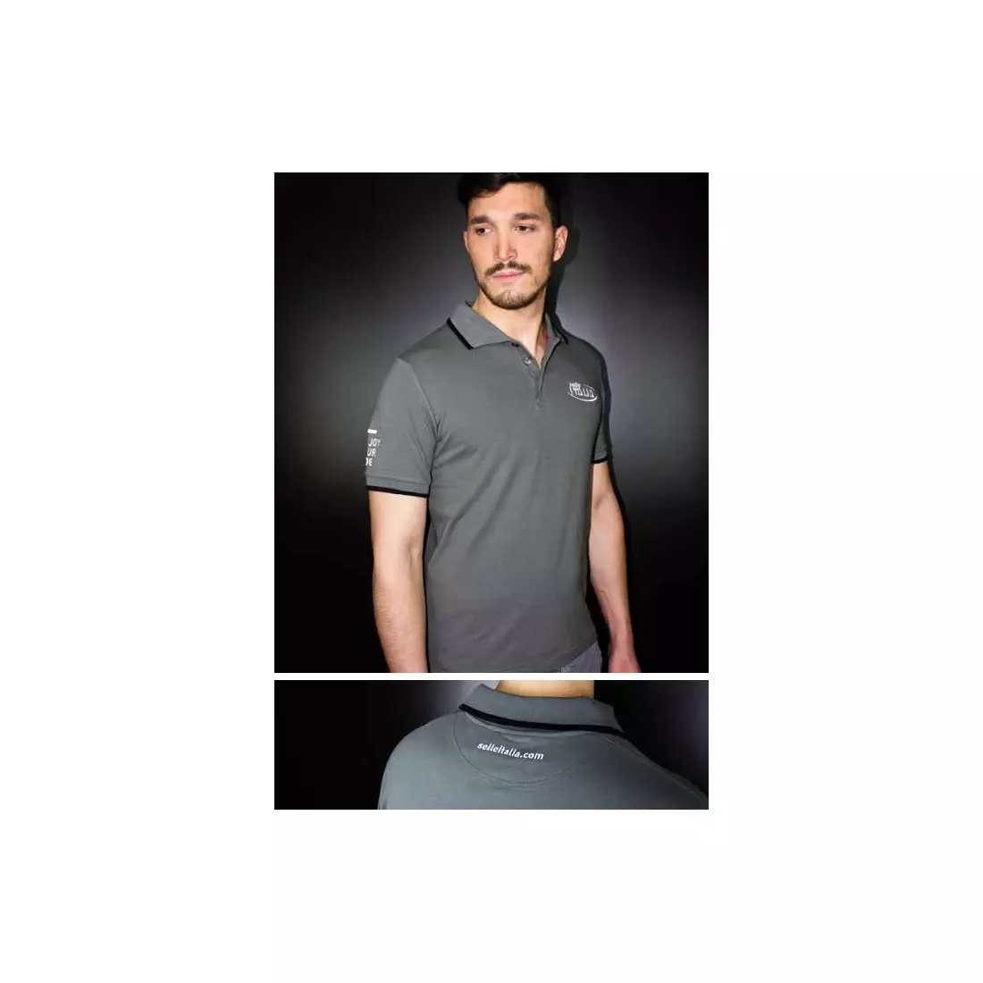 SELLE ITALIA pánske tričko s krátkym rukávom POLO T-SHIRT antracite grey SIT-98541S0000002