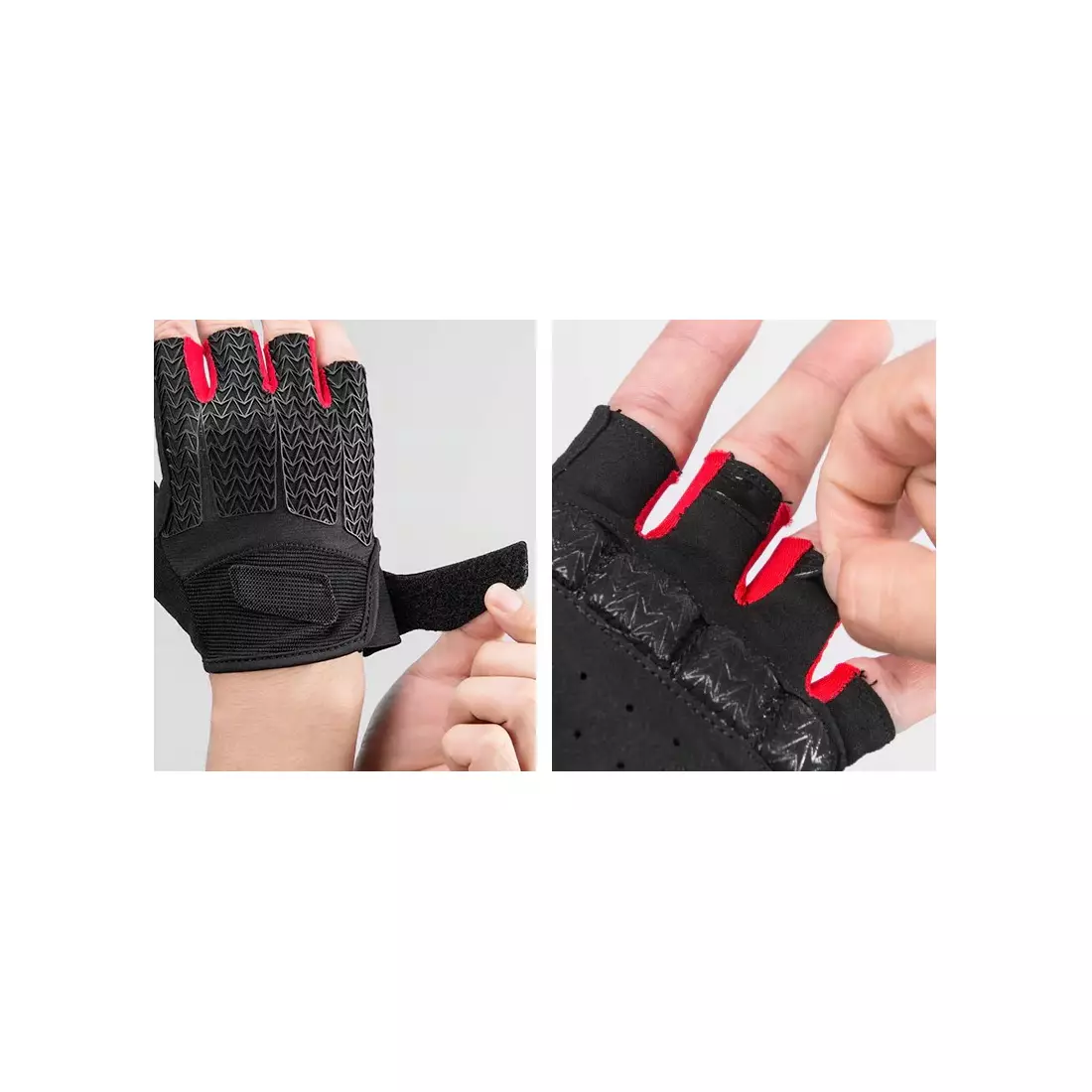 Rockbros cyklistické rukavice krátky prst, čierno-červené S169BR