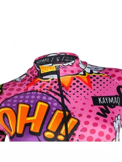 KAYMAQ DESIGN W27 dámsky cyklistický dres, krátky rukáv, ružová
