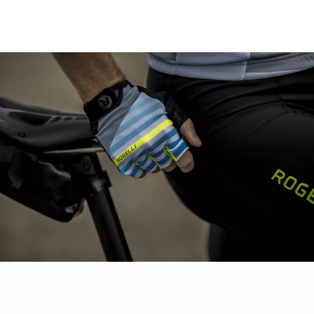 ROGELLI pánske cyklistické rukavice STRIPE blue/fluor 006.311