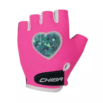 CHIBA COOL KIDS detské cyklistické rukavice ružové / srdce