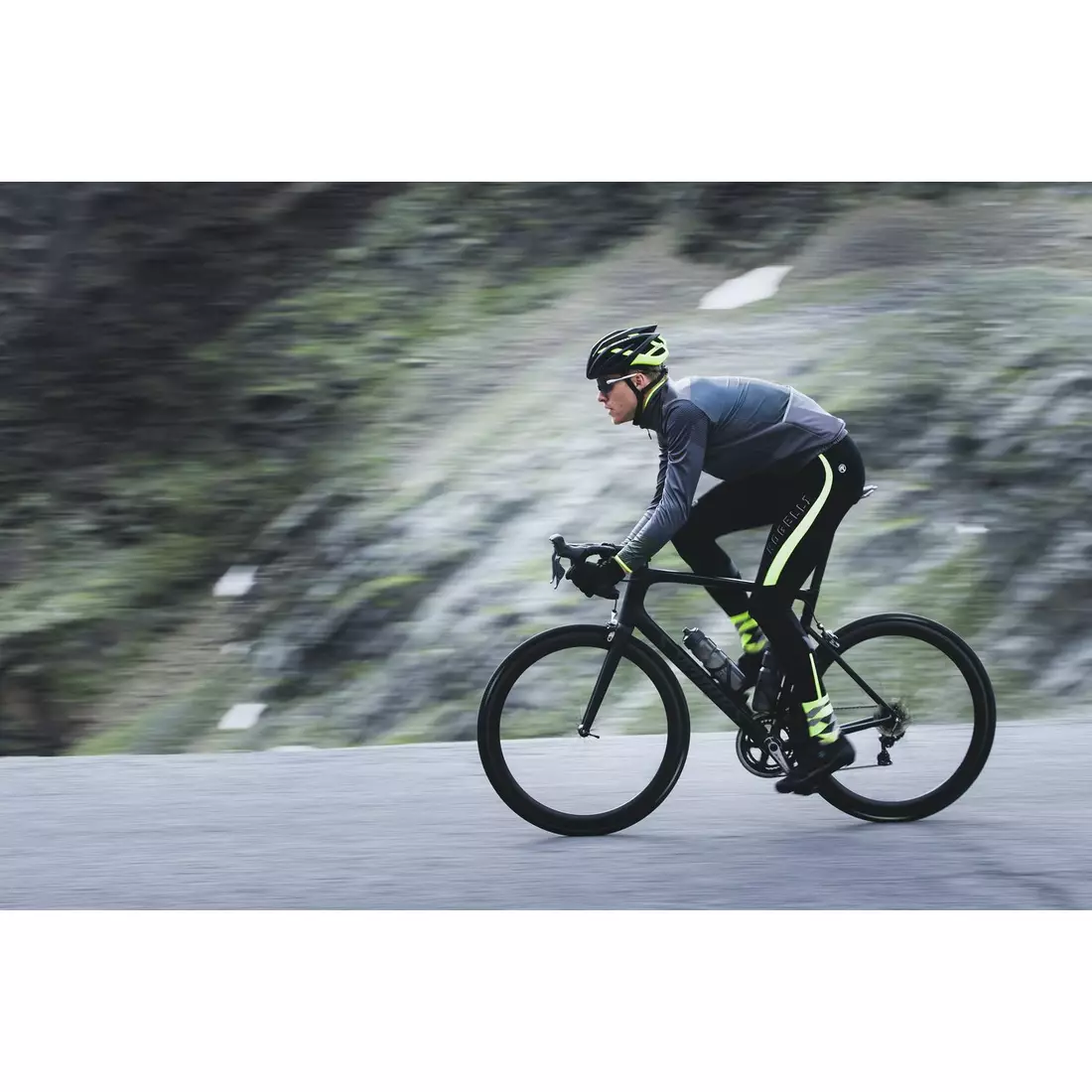 ROGELLI WIRE pánska zimná softshellová cyklistická bunda, sivo-fluorová 