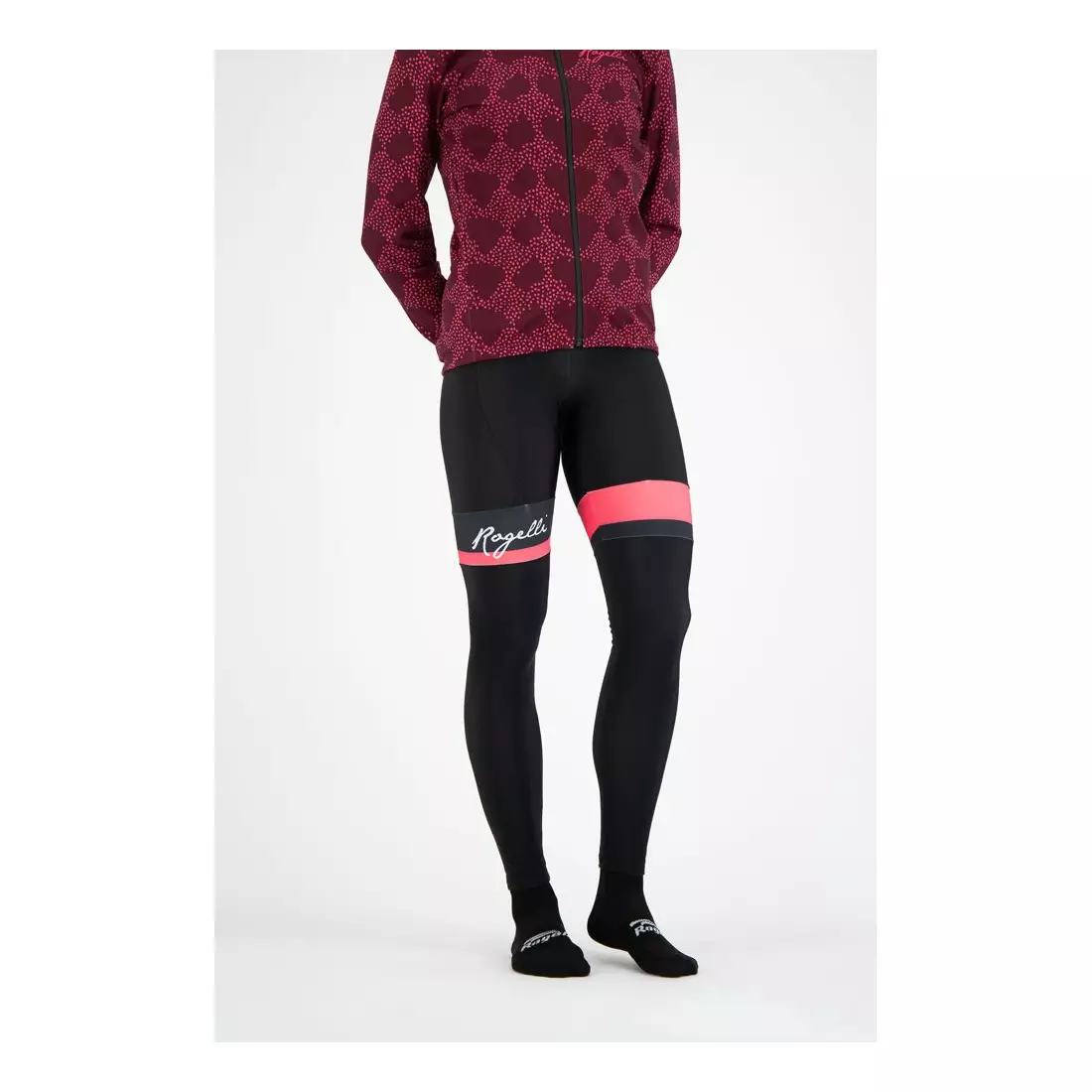 ROGELLI dámske zimné cyklistické nohavice SELECT black/coral