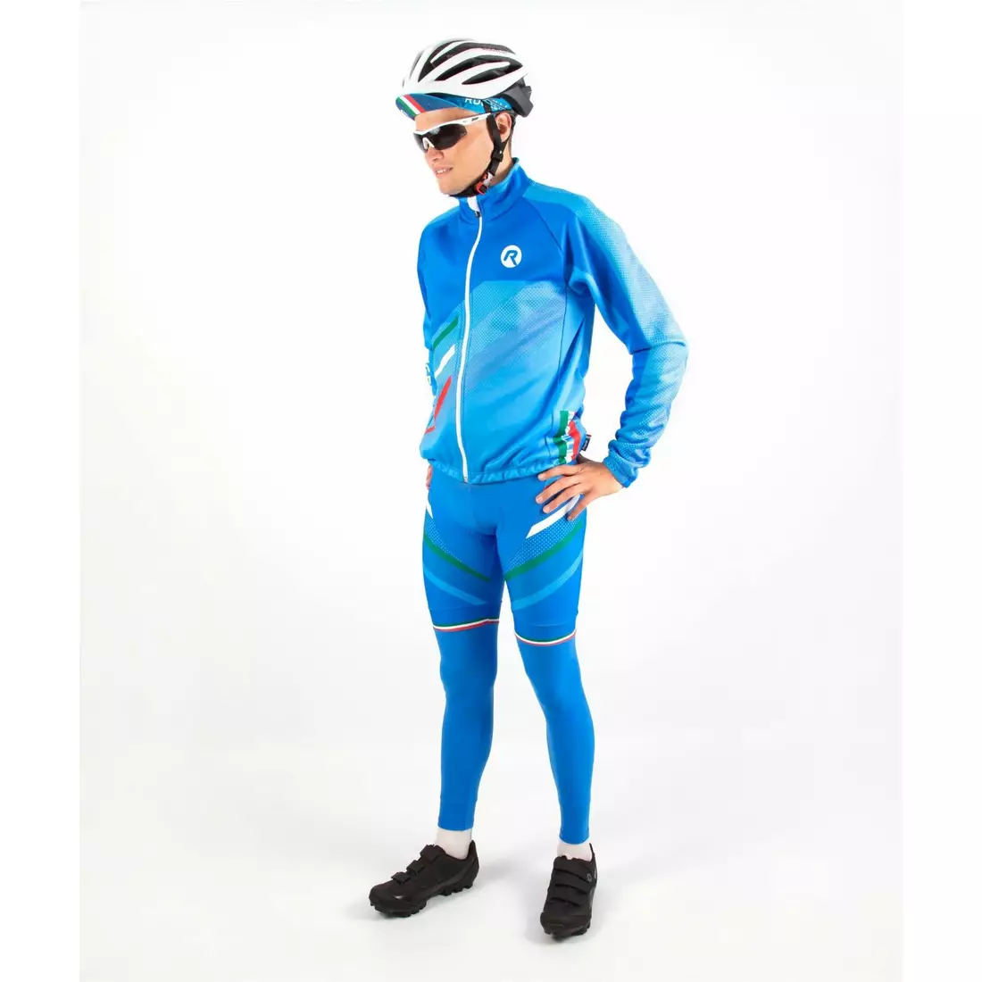 ROGELLI pánske zateplené cyklistické nohavice so trakmi TEAM 2.0, blue