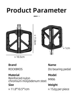Rockbros nylon plošinové pedále, Černá M906-BK