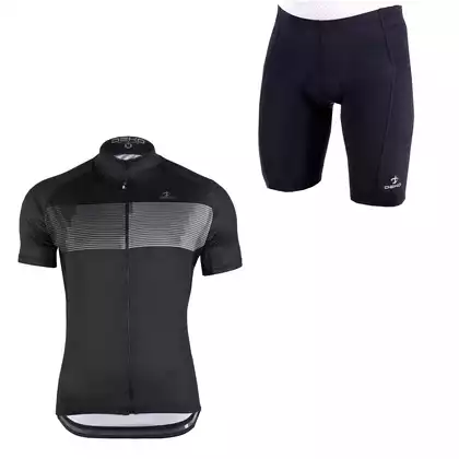 [Zestaw] DEKO STYLE-0421 pánsky cyklistický dres s krátkym rukávom Černá + DEKO POCKET pánske cyklistické kraťasy, čierna
