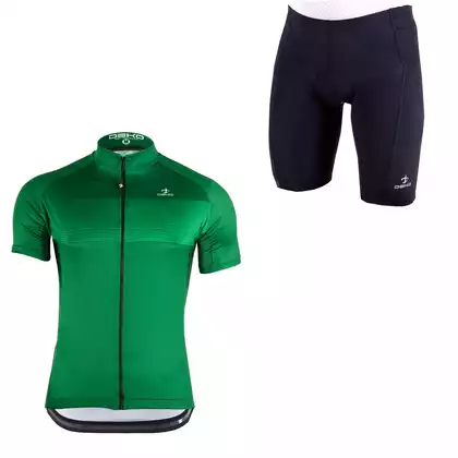 [Zestaw] DEKO STYLE-0421 pánsky cyklistický dres s krátkym rukávom, zelená + DEKO POCKET pánske cyklistické kraťasy, čierna