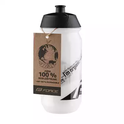 FORCE cyklistická fľaša na vodu BIO 500ml transparent black 25560