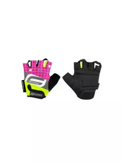 FORCE Detské cyklistické rukavice SQUARE, fluo-ružová, 9053242