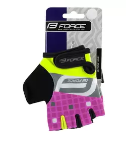 FORCE Detské cyklistické rukavice SQUARE, fluo-ružová, 9053242