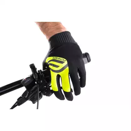 FORCE unisex cyklistické rukavice MTB POWER fluo black 9056932