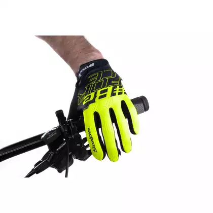 FORCE unisex cyklistické rukavice MTB SWIPE fluo black 905726