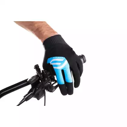 FORCE Cyklistické rukavice MTB POWER, čierna a modrá, 9056933