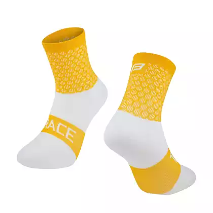 FORCE Cyklistické / športové ponožky TRACE, žlté a biele 900900