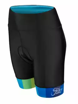 FORCE VICTORY dámske cyklistické šortky s vsadkou, čierna a modrá