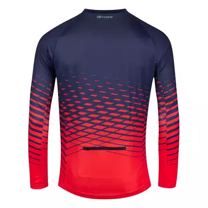FORCE cyklistický dres s dlhým rukávom MTB ANGLE, modro-červená, 9001446