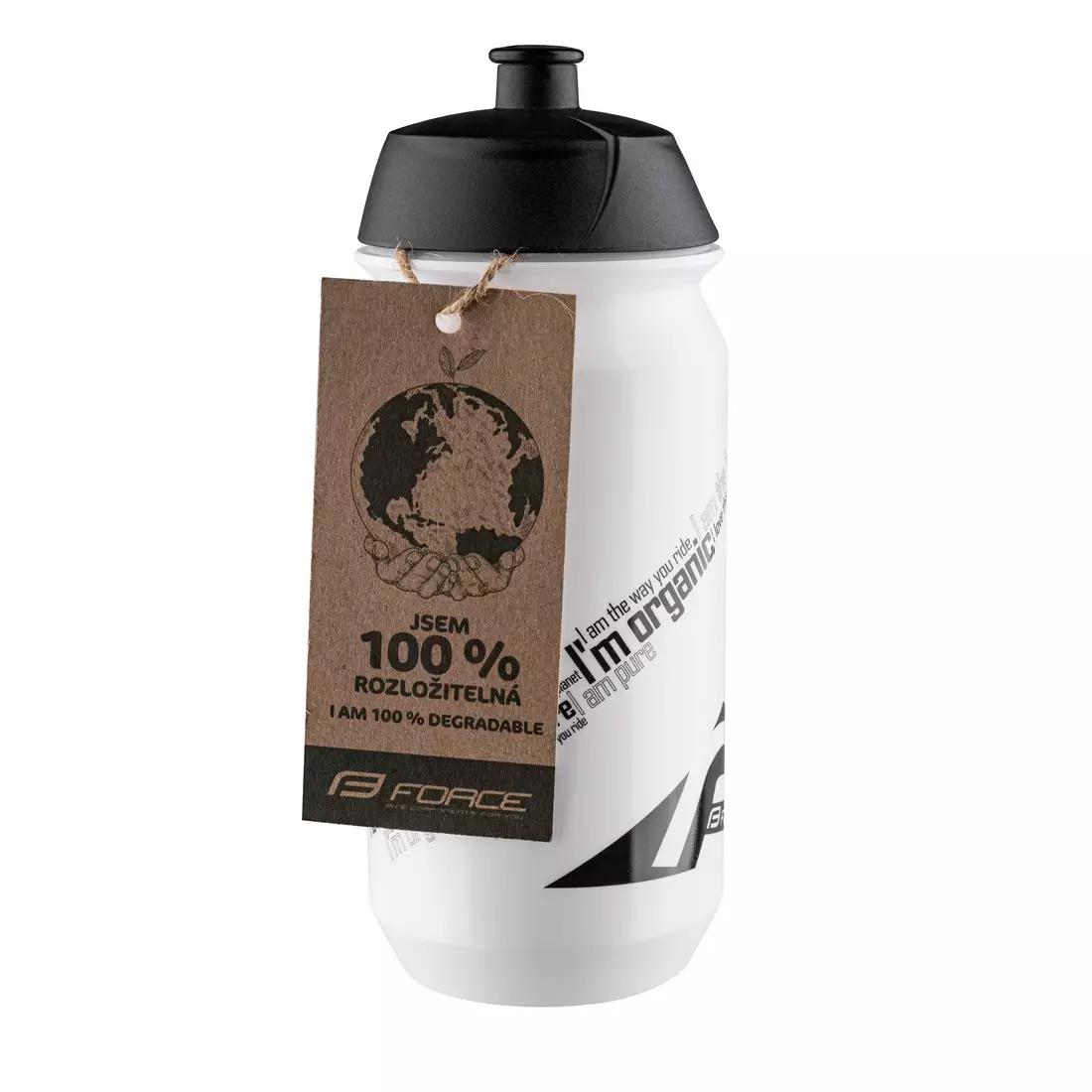 FORCE cyklistická fľaša na vodu BIO 500ml black/white 25559
