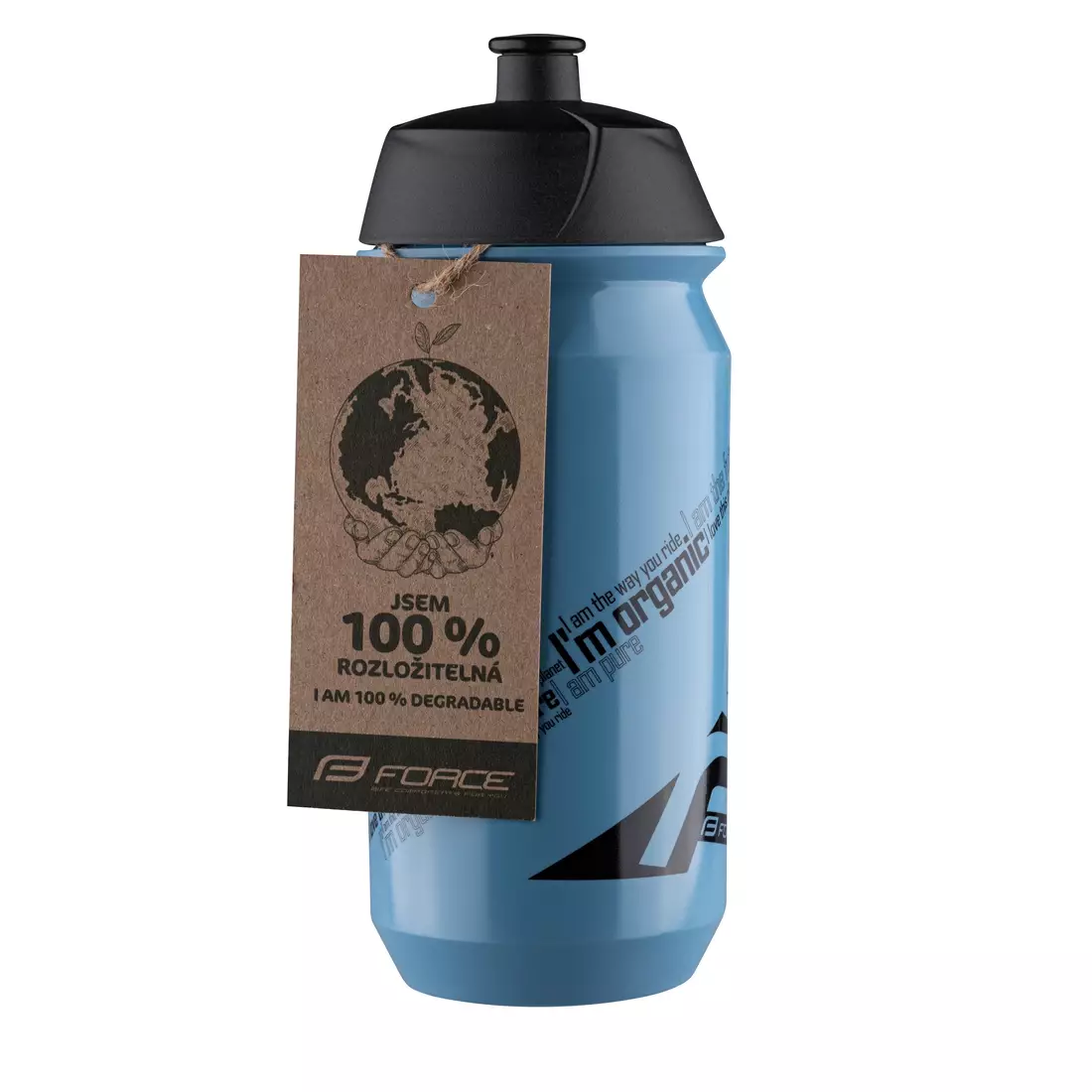 FORCE cyklistická fľaša na vodu BIO 500ml blue/black 25562