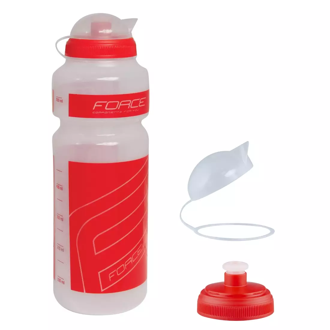 FORCE cyklistická fľaša na vodu &quot;F“ 750ml transparent red 250765