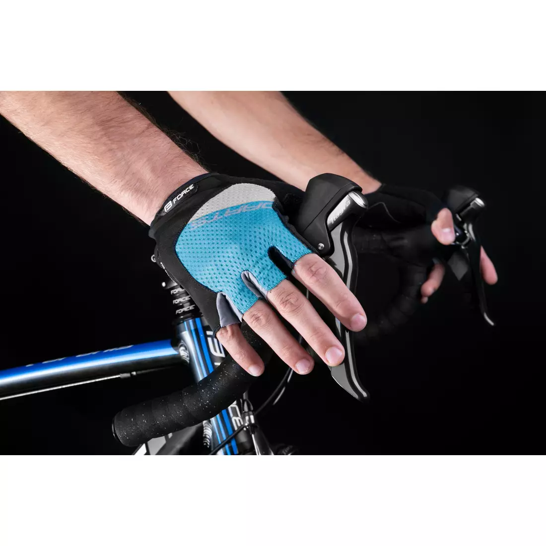 FORCE cyklistické rukavice DARTS, modro-šedá, 9052634