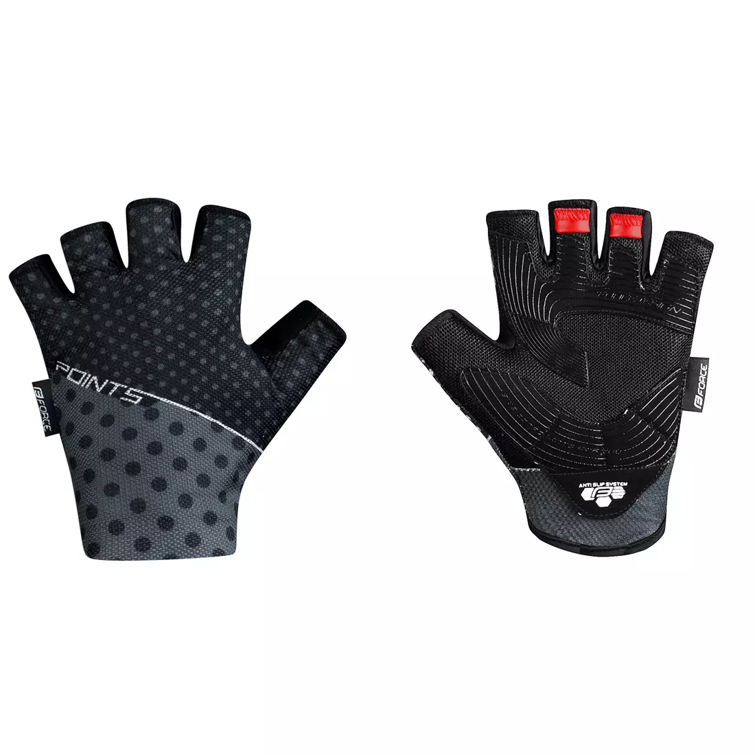 FORCE cyklistické rukavice POINTS, čierna a sivá, 9052449