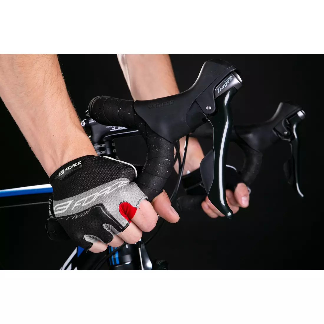 FORCE cyklistické rukavice  RIVAL, čierna a sivá, 9052441