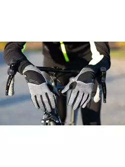 FORCE cyklistické rukavice softshell GALE grey 9056953