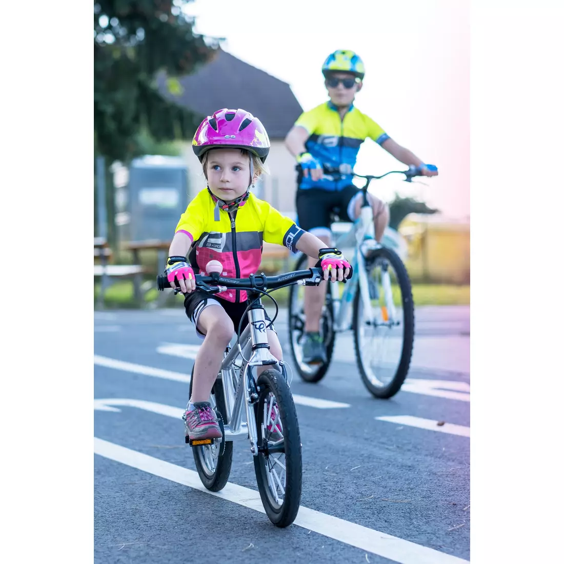 FORCE detský dres na bicykel FORCE KID-3 SQUARE fluo/pink 9001042