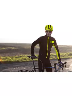 FORCE pánska zimná cyklistická bunda FROST, čierna-fluo 900021