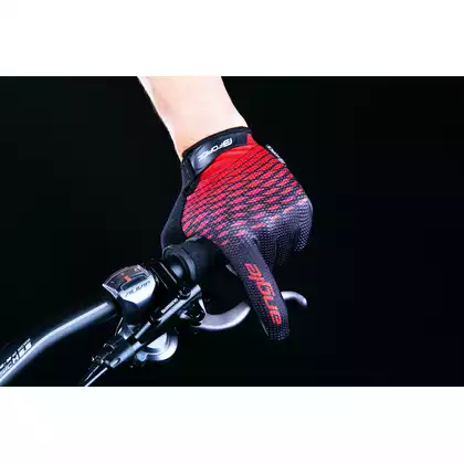 FORCE cyklistické rukavice MTB ANGLE, červená čierna, 905722