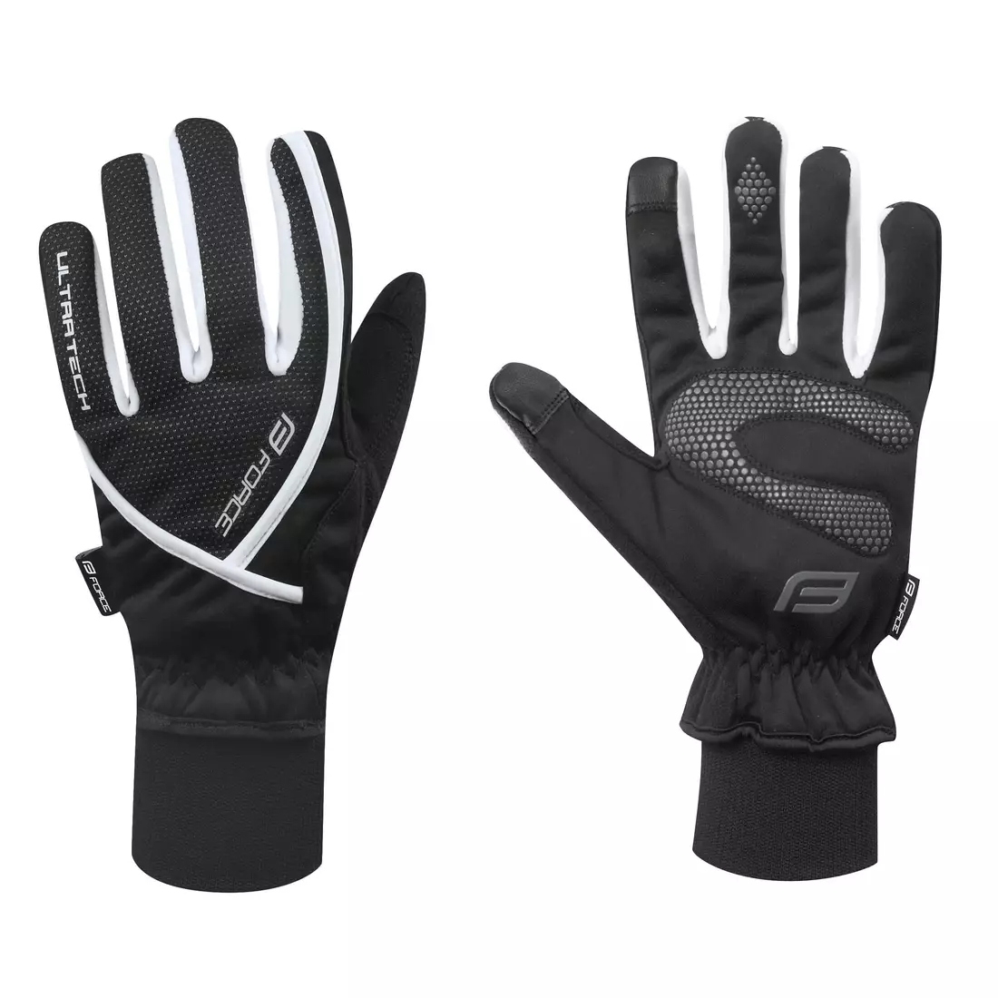 FORCE zimné cyklistické rukavice ULTRA TECH black/white 90453