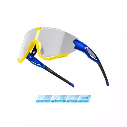 FORCE CREED Fotochromatické športové okuliare, modré a žlté