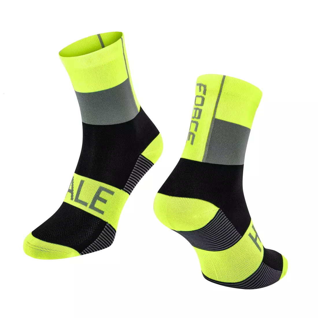 FORCE HALE cyklistické/športové ponožky, fluo-čierno-šedá