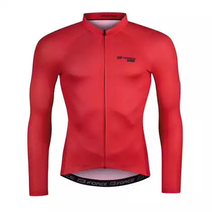 FORCE PURE Pánsky cyklistický dres s dlhým rukávom, červený
