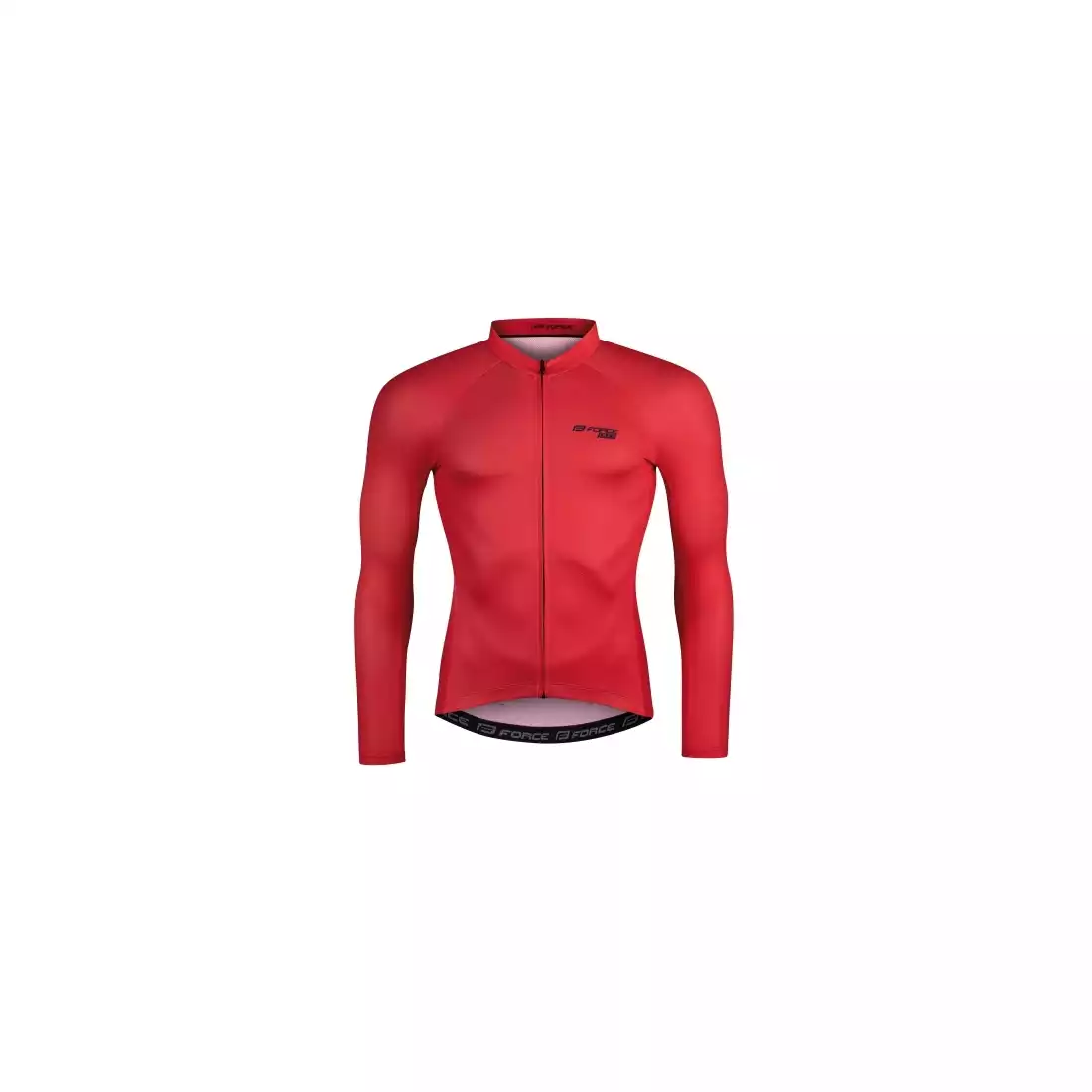 FORCE PURE Pánsky cyklistický dres s dlhým rukávom, červený
