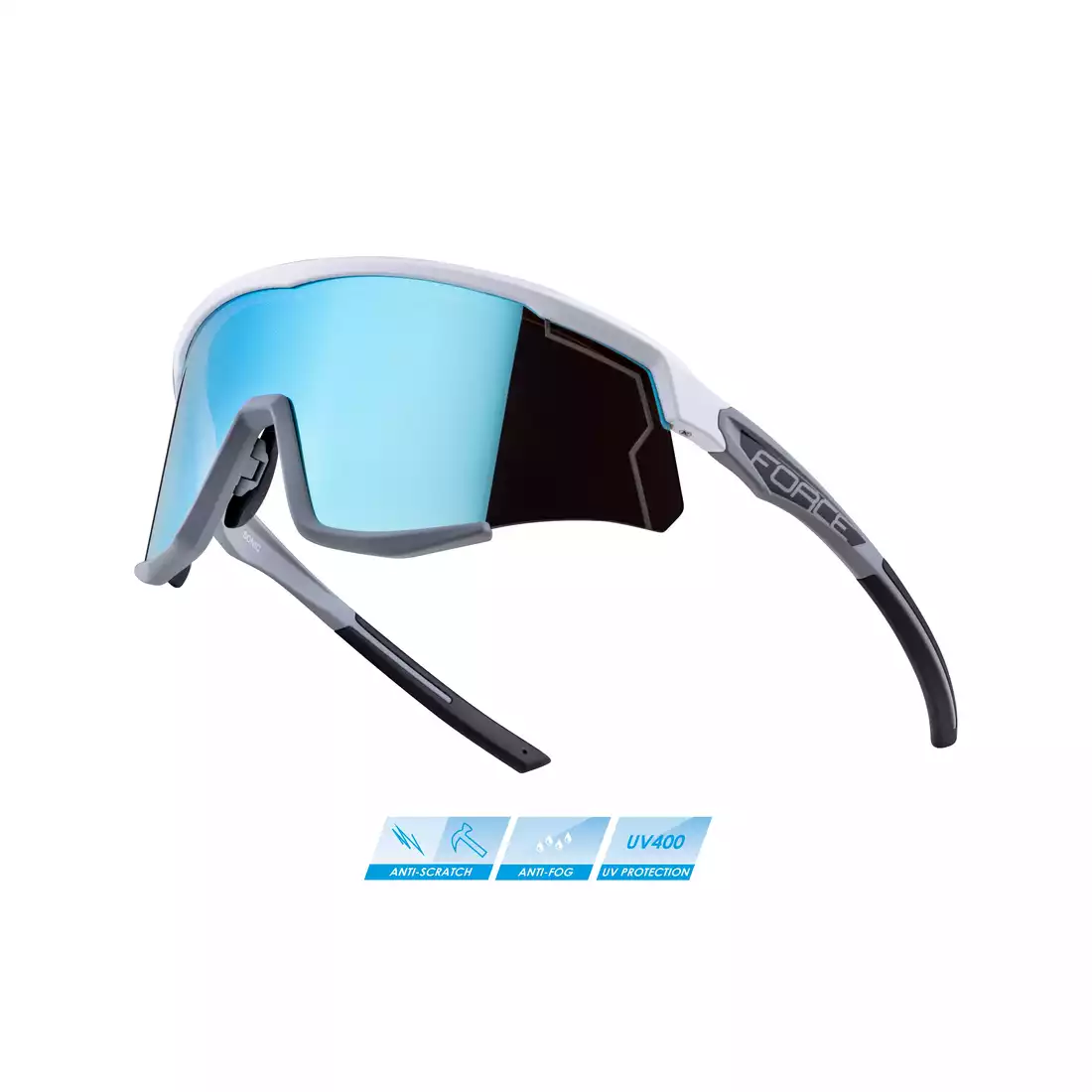 FORCE SONIC okuliare na cyklistiku / šport, biela a sivá