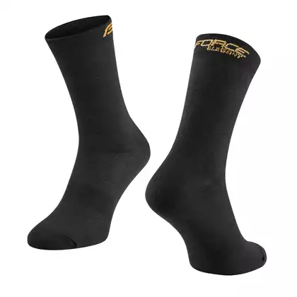 FORCE Cyklistické / športové ponožky, dlhé FORCE ELEGANT, čierna a zlatá, 9009141
