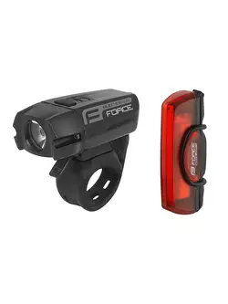 FORCE sada svetiel na bicykel GLARE USB black 454078
