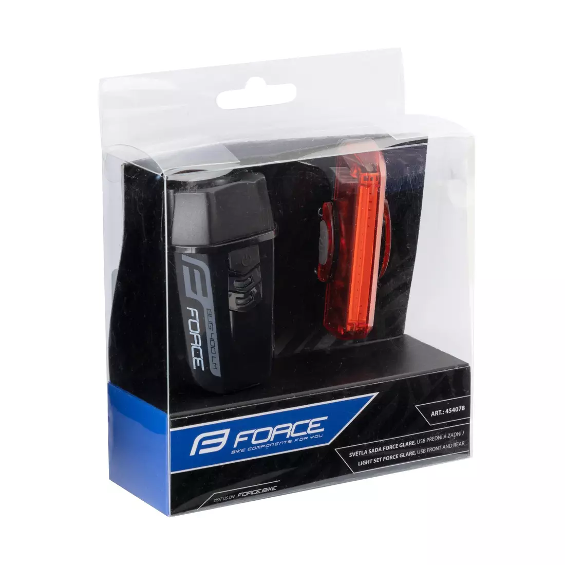 FORCE sada svetiel na bicykel GLARE USB black 454078