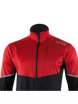 KAYMAQ JWS-004 pánska zimná cyklistická bunda softshell červená čierna