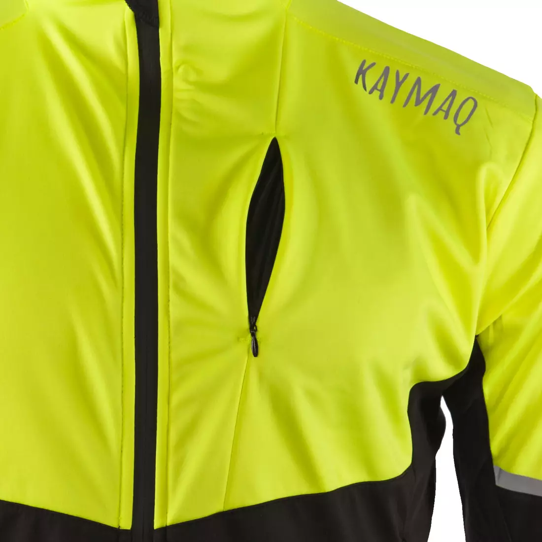 KAYMAQ JWS-004 pánska zimná cyklistická bunda softshell fluo žlto-čierna