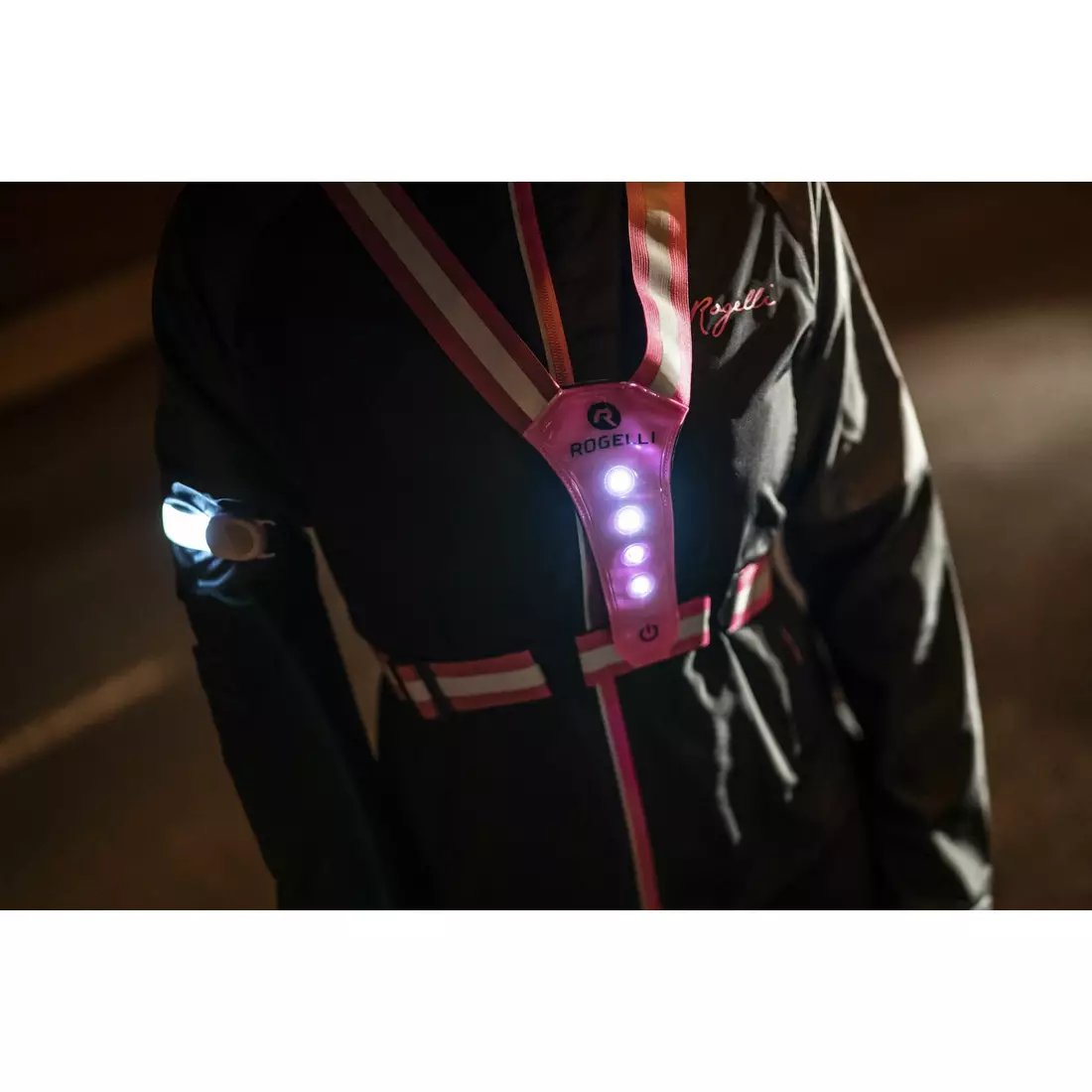 ROGELLI reflexná vesta s LED diódami pink ROG351114