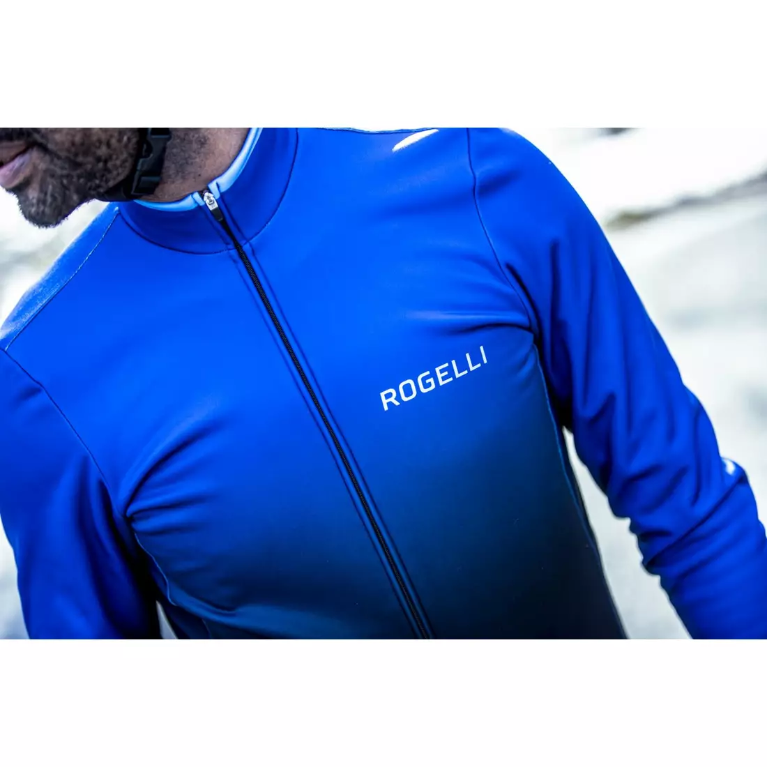 Rogelli Pánska zimná cyklistická bunda HORIZON, čierna a modrá, ROG351043